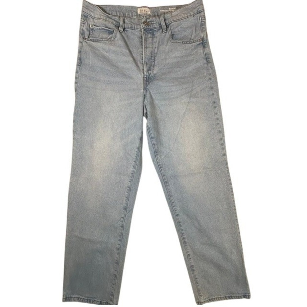 Nicole Miller Nomad Super High Rise Relaxed Straight Button Fly Jeans Stretch 12